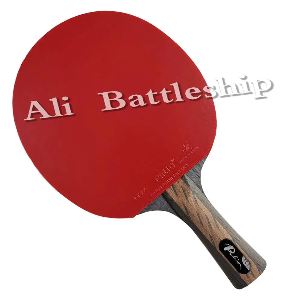 Pro Table Tennis PingPong Combo Racket Palio TCT Ti Blade with  2x Palio AK 47 BLUE Matt Rubbers Shakehand long handle FL