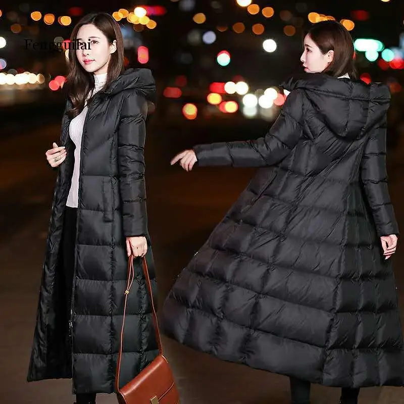 

Black Winter Jacket Women Long Thick Warm Parka Coat Women Fashion Slim Hoodies Cotton Padded