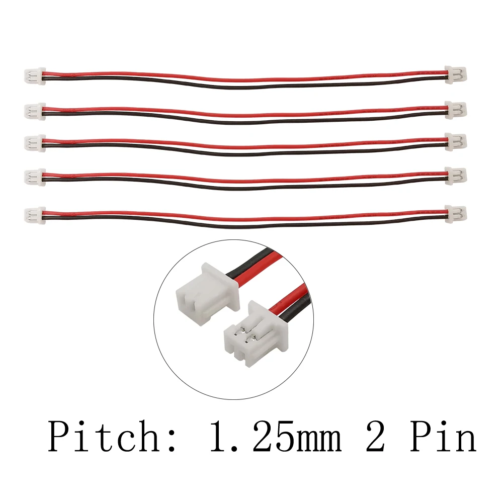 5/10/20/30Pcs Micro Mini JST 1.25mm 2 Pin Female to Female Plug Connector Double Head JST 1.25 2P Lenght 10/15/20/30cm