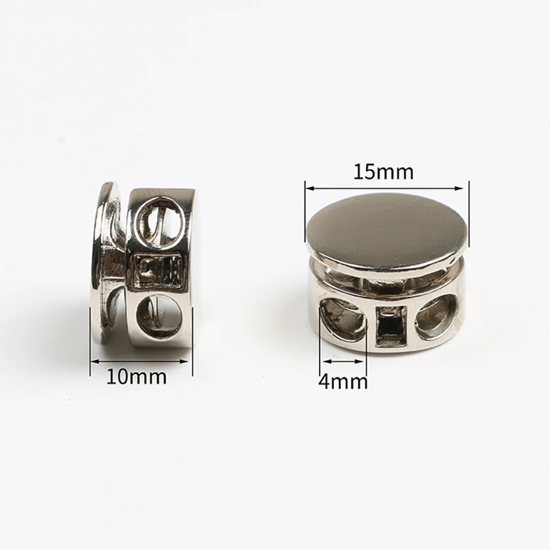 Alloy Flat Side Cord Stopper Press Lock Rope Ends Lid 2 Holes Drawstring Toggles Clip For Clothes Apparel Shoelace Accessories