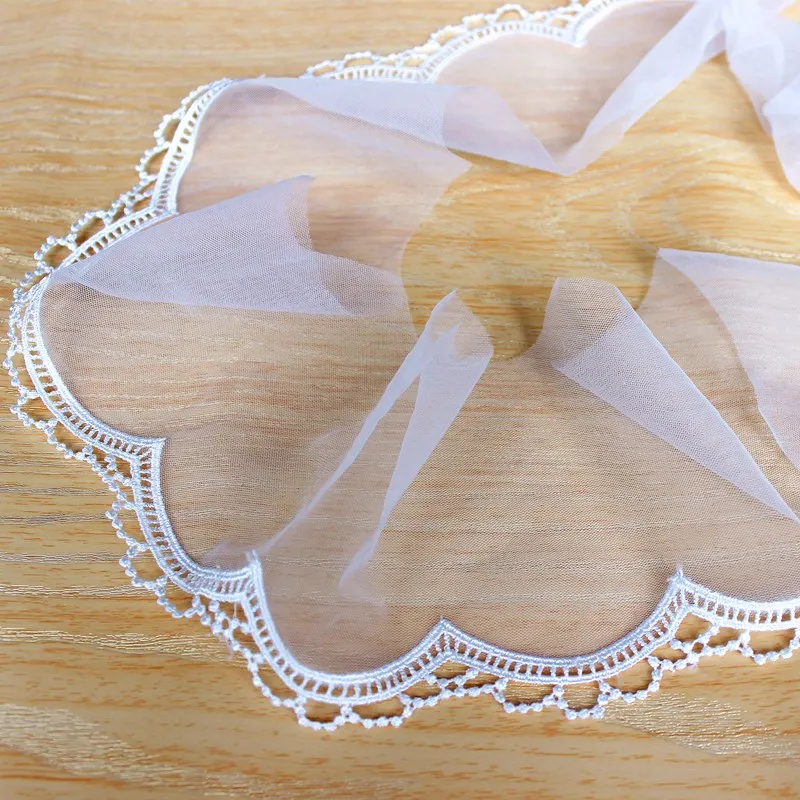 

Lace Trim 10 Yard Ivory Gauze Tulle Mesh Embroidery Ribbon Tapes Fabric Dress Clothing Sewing 9cm 3.5in Width M4F107