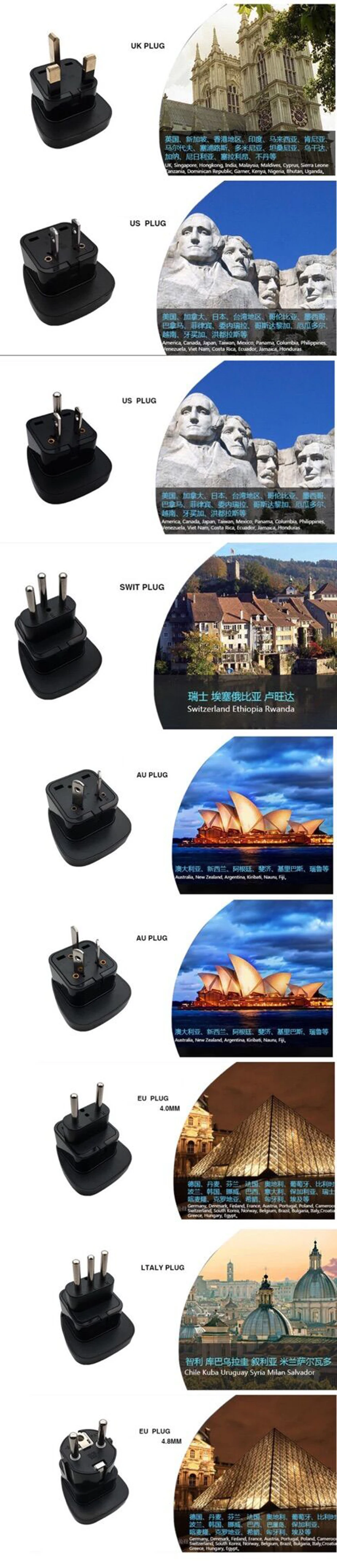 1 Stück Universal Amerika Europa Kr AU EU zu US UK USA Steckeradapter Südafrika Indien Adapter Italien Schweiz Reiseadapter – Detail 17