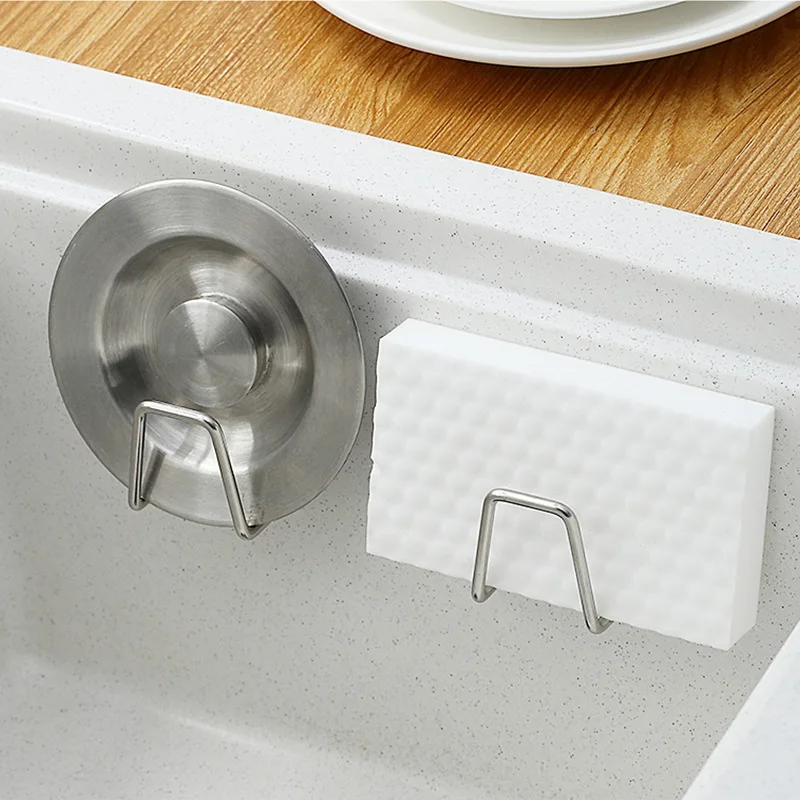 Stainless Steel Sponges Holder Kitchen Sink Hook Organizer Multifunction Sink Sponge Drain Rack Home Storage Holder Organizer