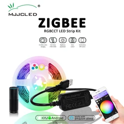 Gledopto 2m rgbcct zigbee led luz de fundo tv kit inteligente 5v usb rgb cct listra fita lâmpada trabalho com hub alexa eco