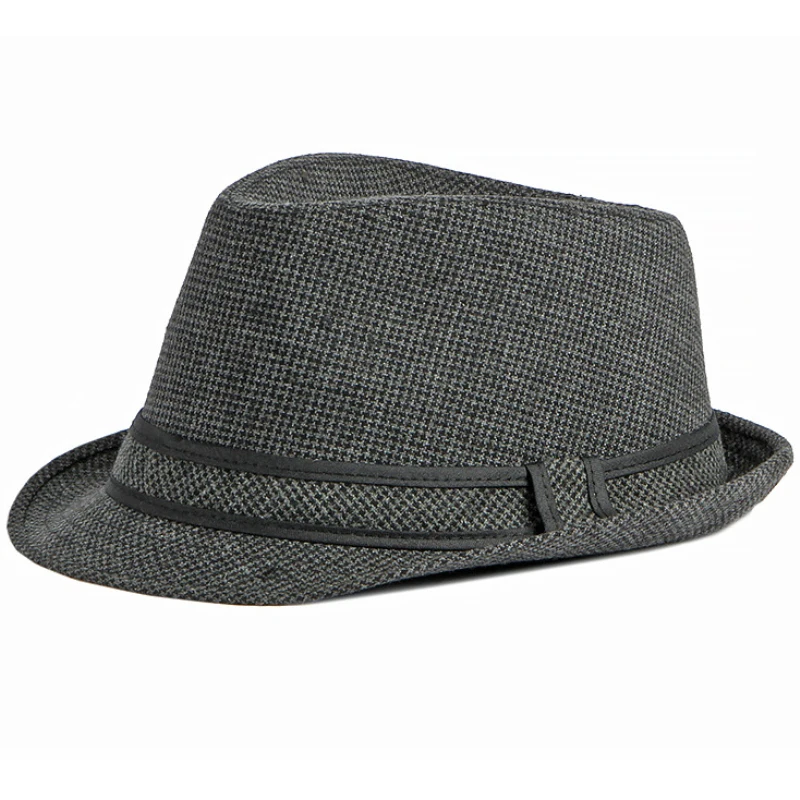 HT3956 2021 New Spring Autumn Hat Men Women Vintage Fedoras Retro Plaid Trilby Short Brim Fedora Hat Male Female Derby Jazz Hat