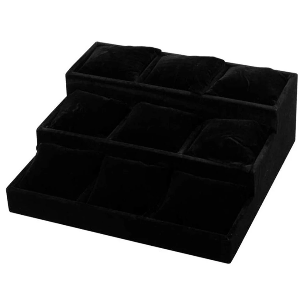 Jewelry Box Jewel Storage Case Jewelry Tray Velvet Flannel 9-Position Trapezoidal Pillow Watch Showcase Bracelet Display Box