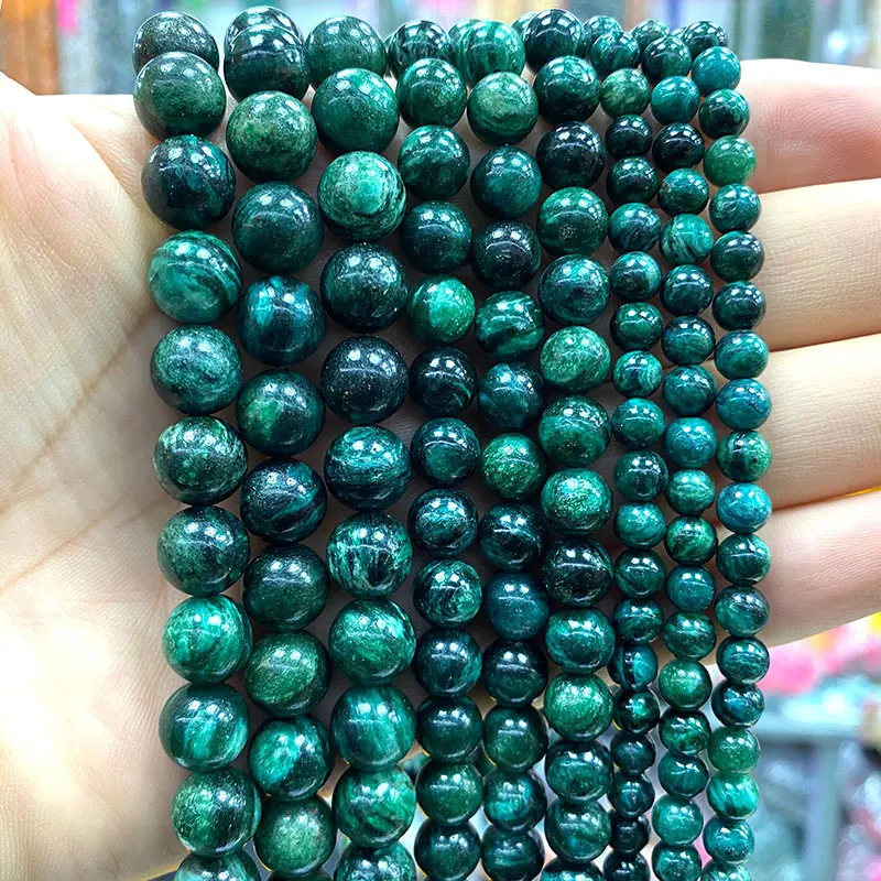 YWROLE AAA 100% Natural Green Emerald Round Stone Beads For Jewelry Making DIY Bracelet Necklace 4/6/8/10/12MM 15''