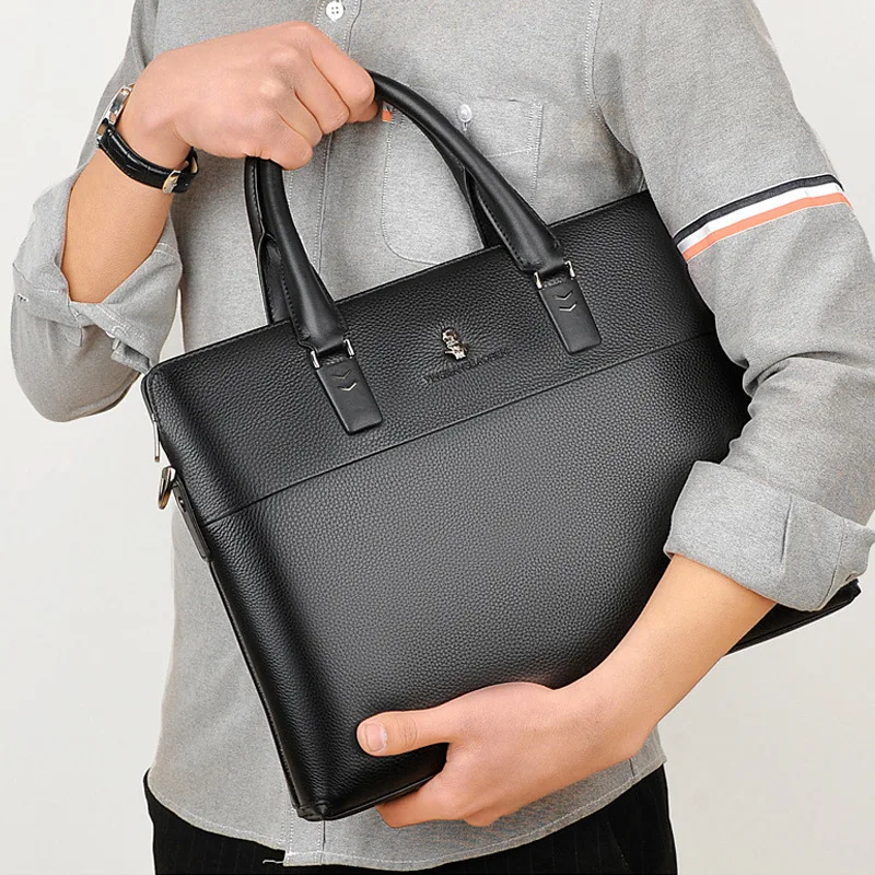 Men Head Layer Cowhide Briefcase Business Travel Bag 14 Inch Laptop Bag Male Shoulder Cross body Bag High Quality Handbag