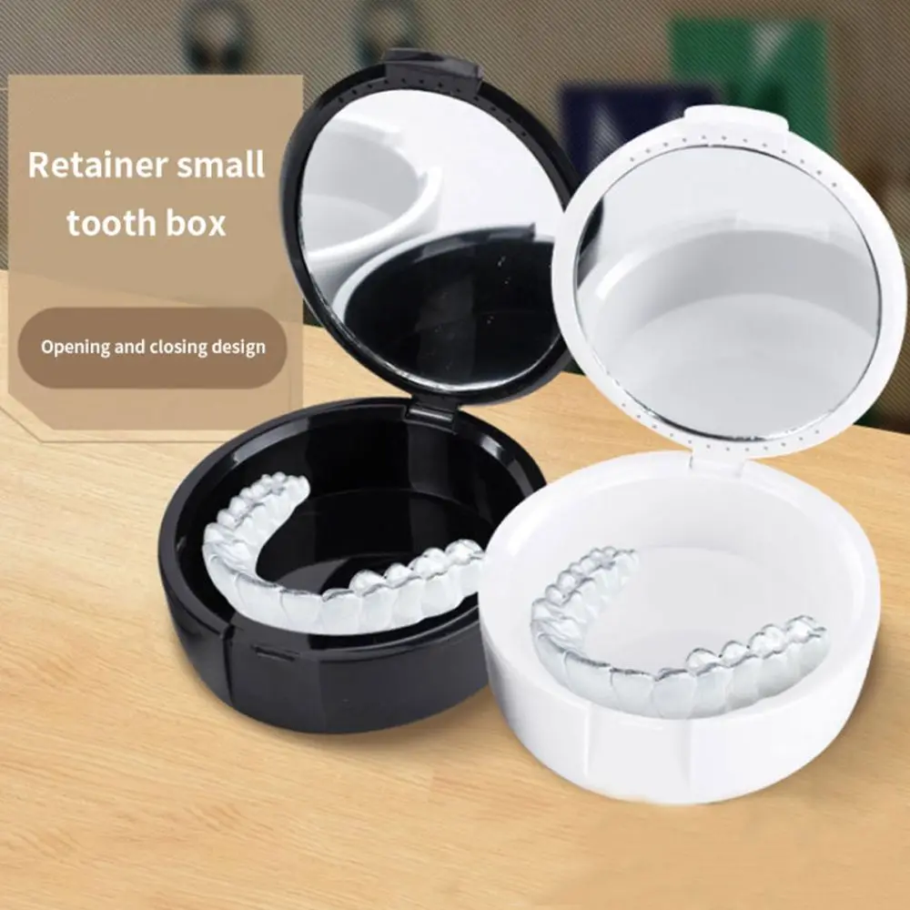 

Container Oral Hygiene Supplies Tooth Appliance Container Denture Case With Mirror False Teeth Bath Case Denture Storage Box