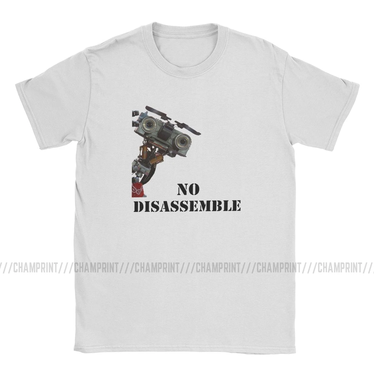 Men T-Shirt Short Circuit No Disassemble Casual Tee Shirt Johnny 5 80s Retro Robot Movies T Shirts O Neck Clothing Printing
