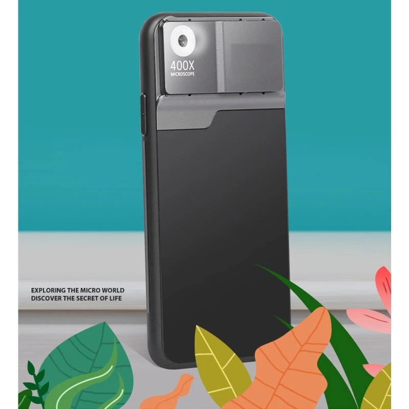 Microscópio de smartphone com lente óptica 400x, para microworld, crianças e adultos, compatível com iphone 13pro/13 pro max, envio direto
