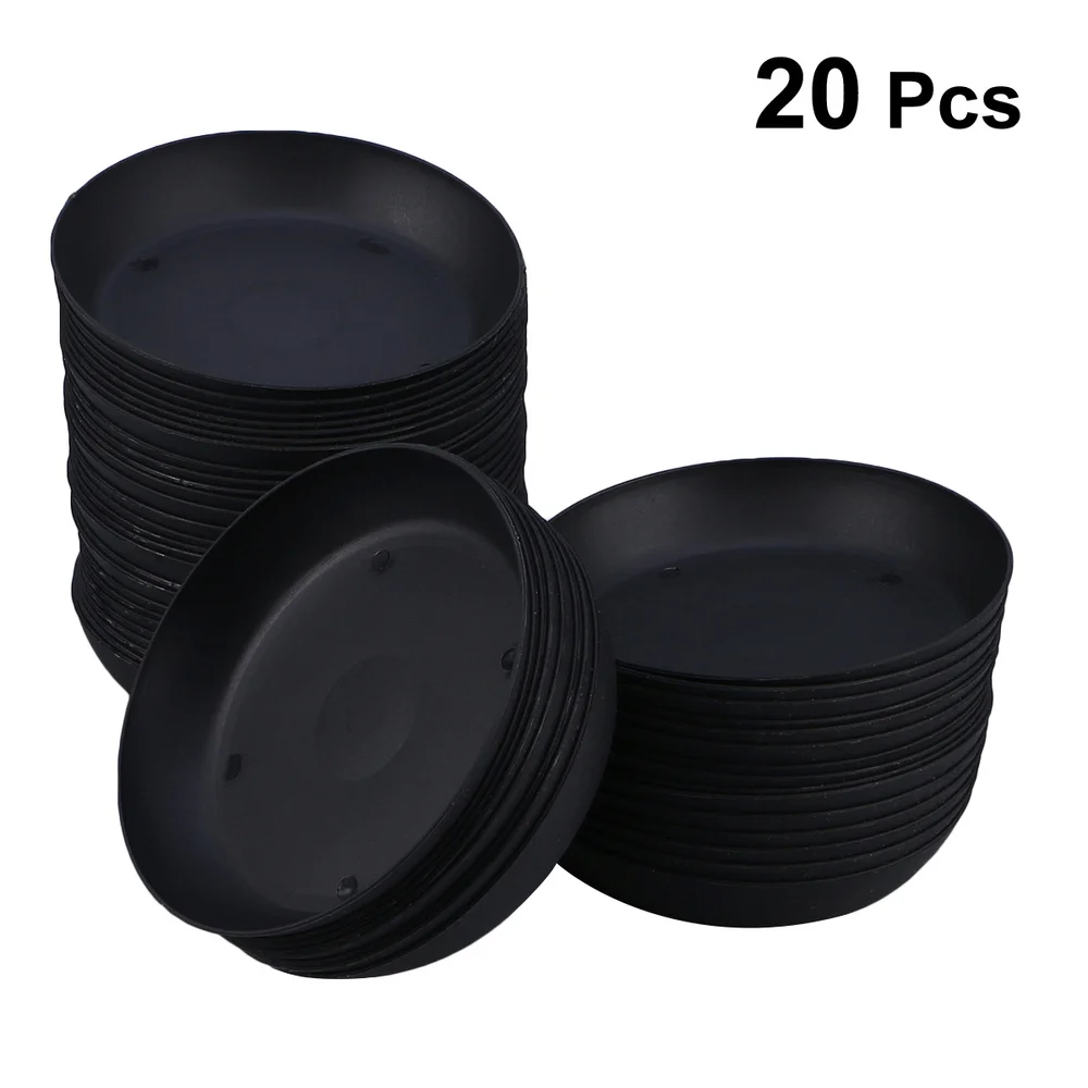 20 Pcs Plastic Flowerpot Drip Tray Plant Pot Saucer Flowerpot Chassis Tray for Fleshiness Planter Garden Balcony (Black)