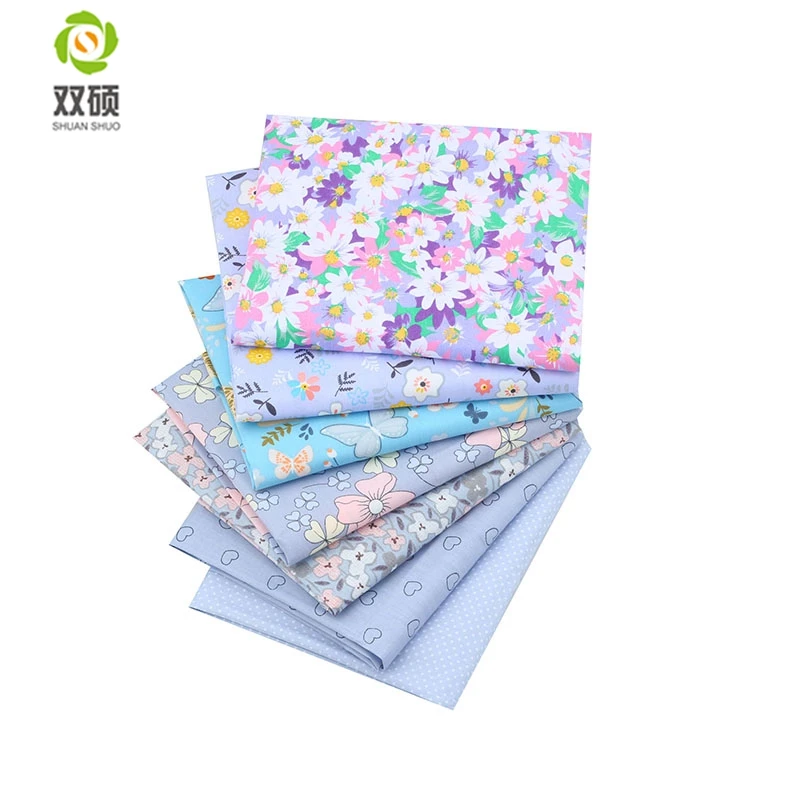 Shuanshuo Gray Floral Series,Printed Twill Cotton Fabric,Patchwork Cloth For DIY Quilting Sewing Baby&Child's Material,40x50cm