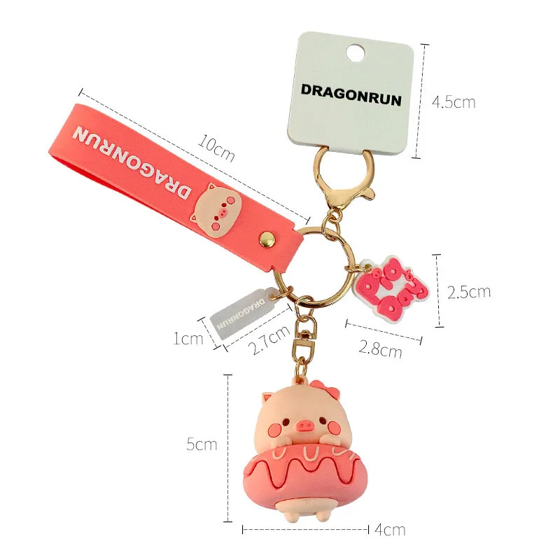 Genuine Authorized Cartoon Cute Donut Pig ZHUXIAOPA Keychain Resin Key Chain Adorable Car Key Ring Doll Keyring Bag Pendant