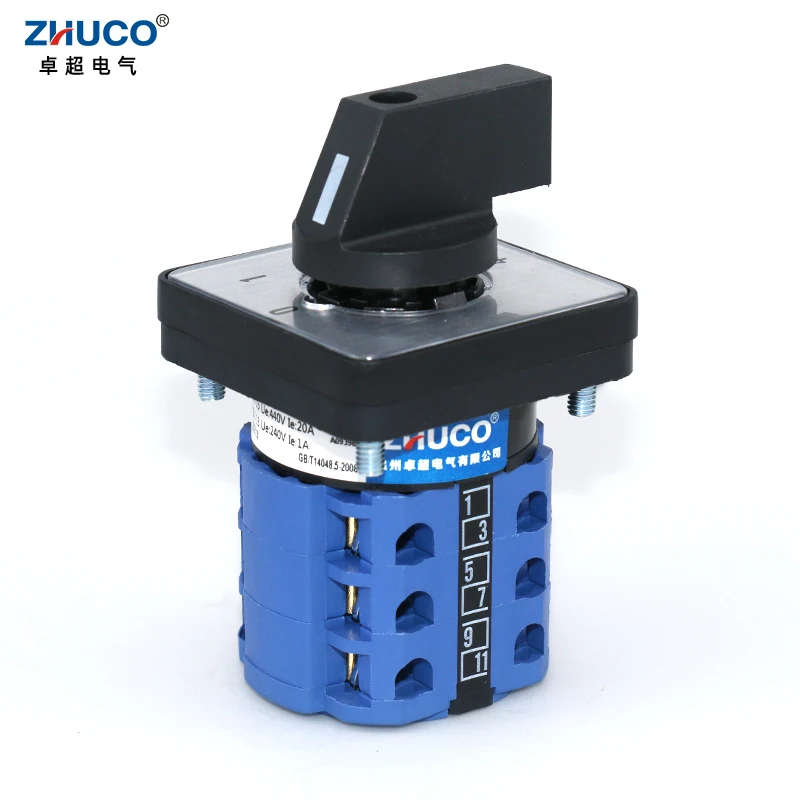 ZHUCO SZW26/LW26-20 حجم اللوحة 64/48 مللي متر مفتاح كام النقل الرئيسي 12 محطات 0-4.3 5 أوضاع تستخدم في الآلات 660 فولت 20A #5
