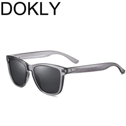 DOKLY Brand Clear Grey Frame Men Women Sunglasses Polarized Mirror Designer Mirror lens Oversized Sunglasses Female Sun glasses