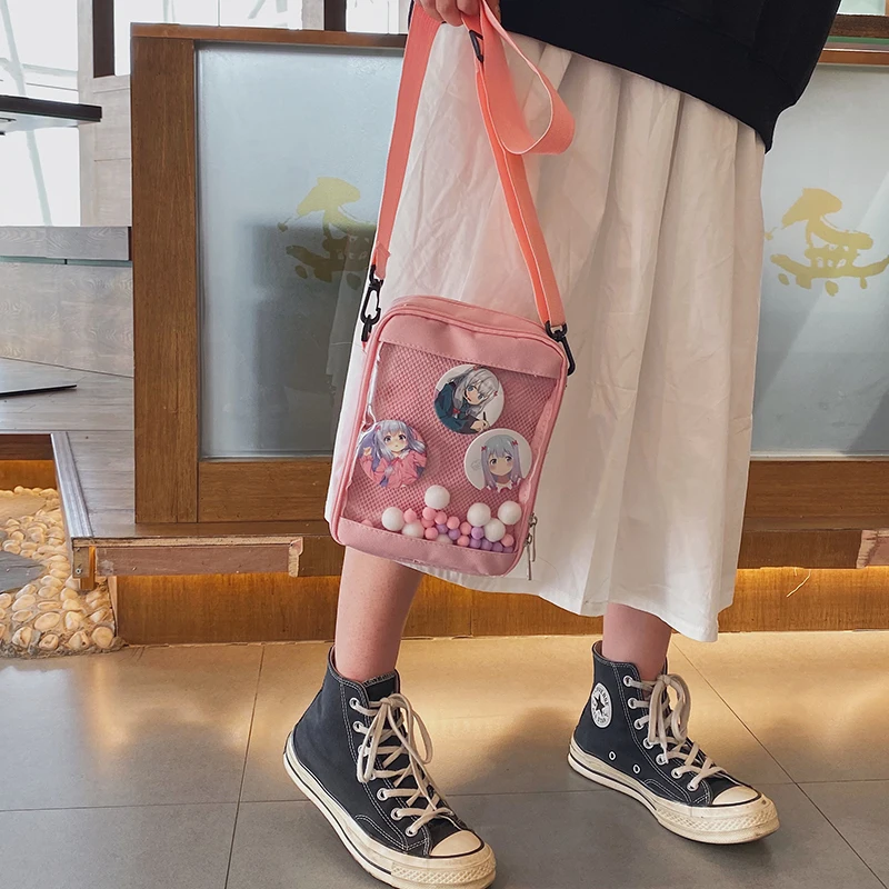 Transparent Bags Japanese Style Messenger Composite Zipper Crossbody Student All-match Portable Sweet Casual Patchwork Bolsa New