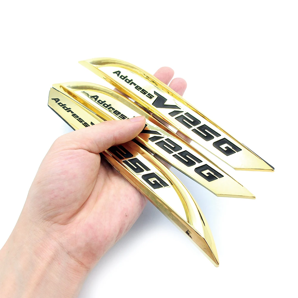 Chrome＆Gold For Suzuki Address V125G Motorcycle 3D Fuel Gas Tank Sticker Emblem Badge Decoration Decals High Quality ABS Plastic