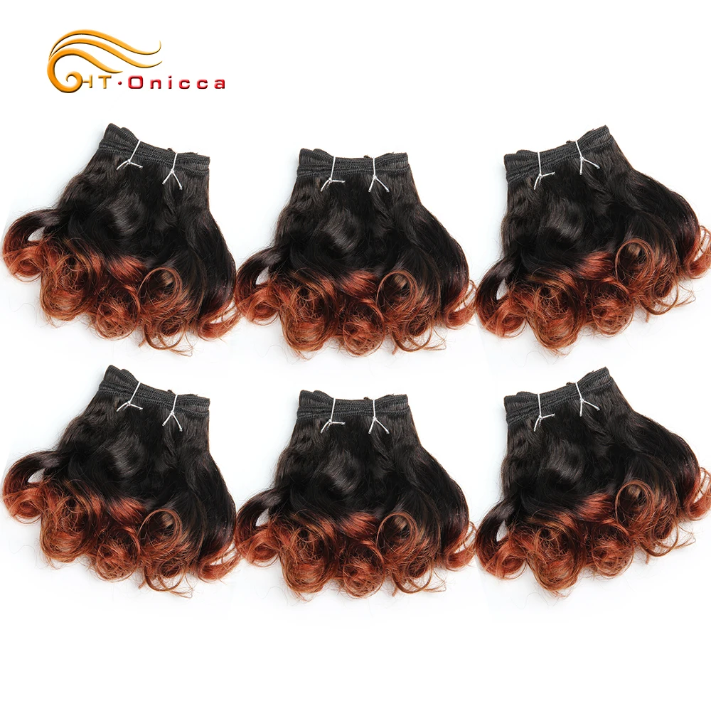 6 Pcs/Lot Curly Human Hair Bundles Brazilian Hair Weave Bundles 8 Inch 1B #2 #4 30 99J Ombre Hair Bundles Short Hair Extensions
