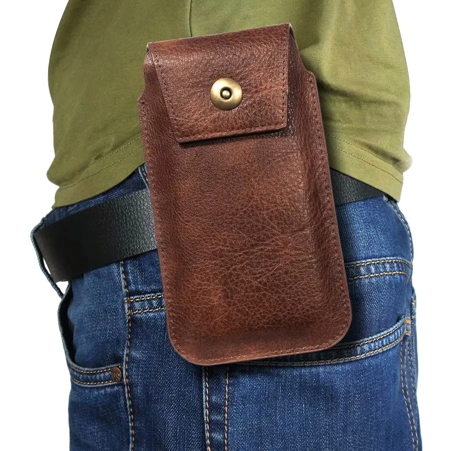 Universal Leather Mobile Phone Pouch Belt Clip Case Holder For iPhone Samsung Xiaomi Redmi Note 7 Pro Moto Men Waist Bag Holster