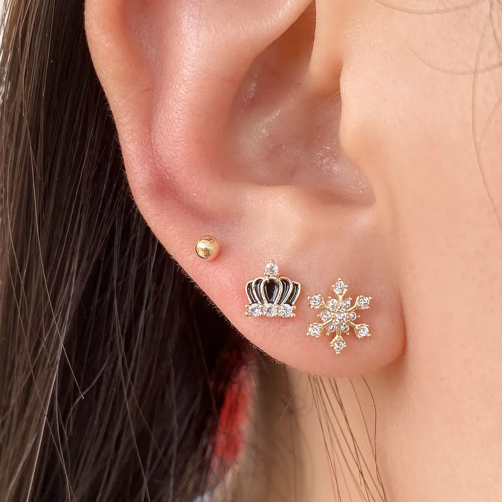 3Pair/set  Gold Color Earring Set Tiny Butterfly Heart Pearl Crystal Stud Earrings for Women Korean Charm Jewelry Gift Brincos