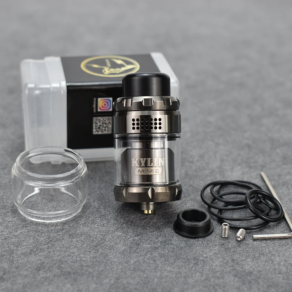Kylin Mini V2 RTA Atomizzatore 316ss Bobina singola 3 ml/5 ml capacità 24,4 mm Serbatoio per sigaretta elettronica ricostruibile con filettatura 510 vs Zeus rta X Mesh
