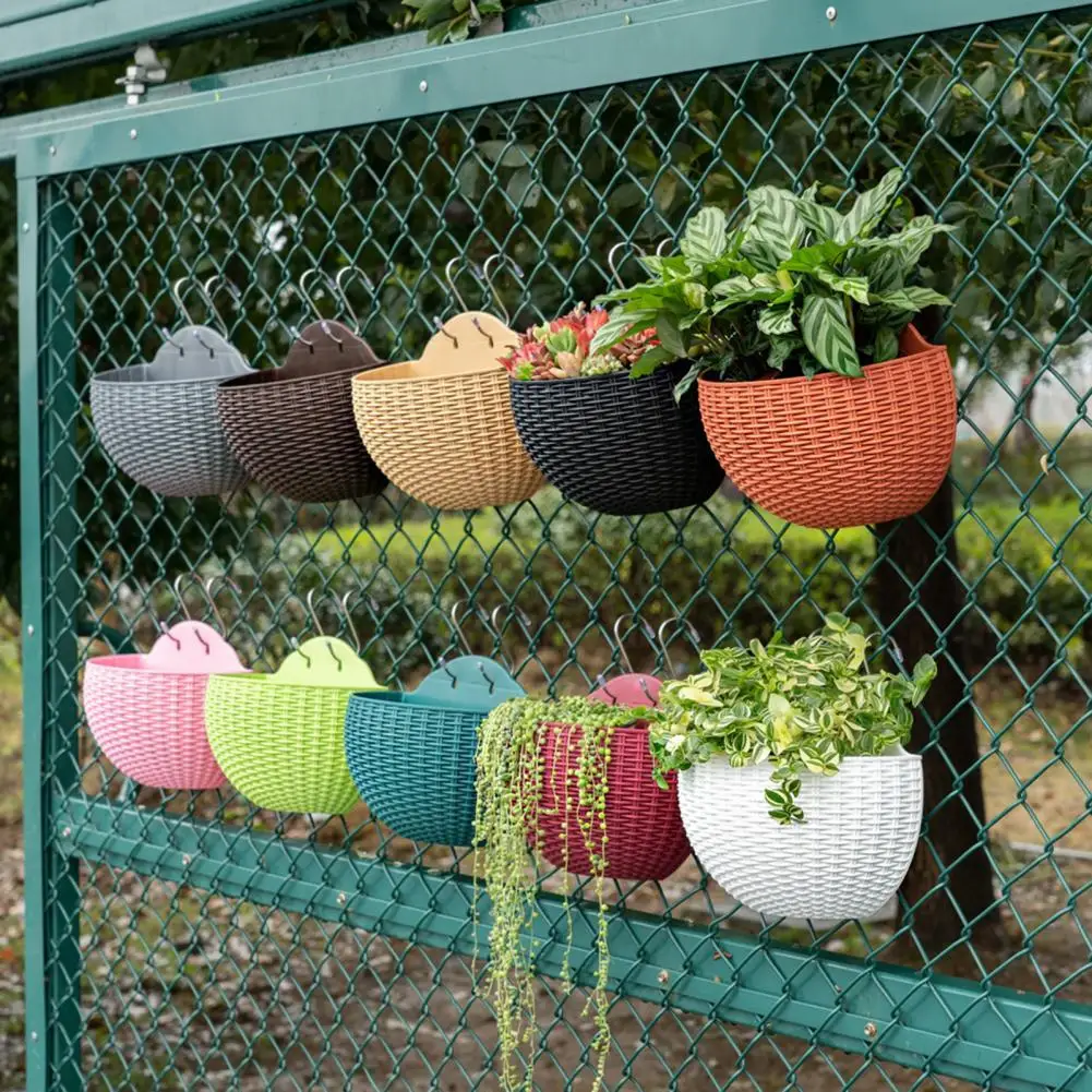 Woven Hanging Baskets Flower Plant Hanger Storage Basket Wall Hanging Planter Pot Flowerpot Home Garden Hanging Basket