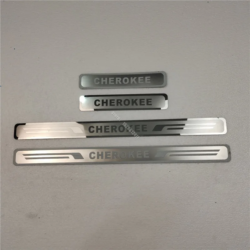 Estilo do carro Aço Inoxidável Scuff Placa, Porta Sill, Scuff Placa, Pedal bem-vindo para Jeep Cherokee 2016-2019