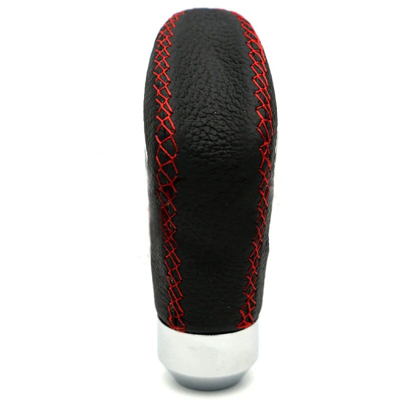 Universal Leather Car Gear Shifter Knob Black/Red Stitching Car Shift Lever Knob Automatic