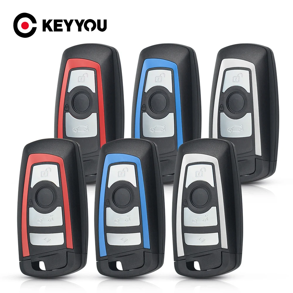 KEYYOU Smart Remote Car Key Shell For BMW CAS4 F 3 5 7 Series E90 E92 E93 X5 F10 F20 F30 F40 Fob 3/4 Button Key Case Blank Cover