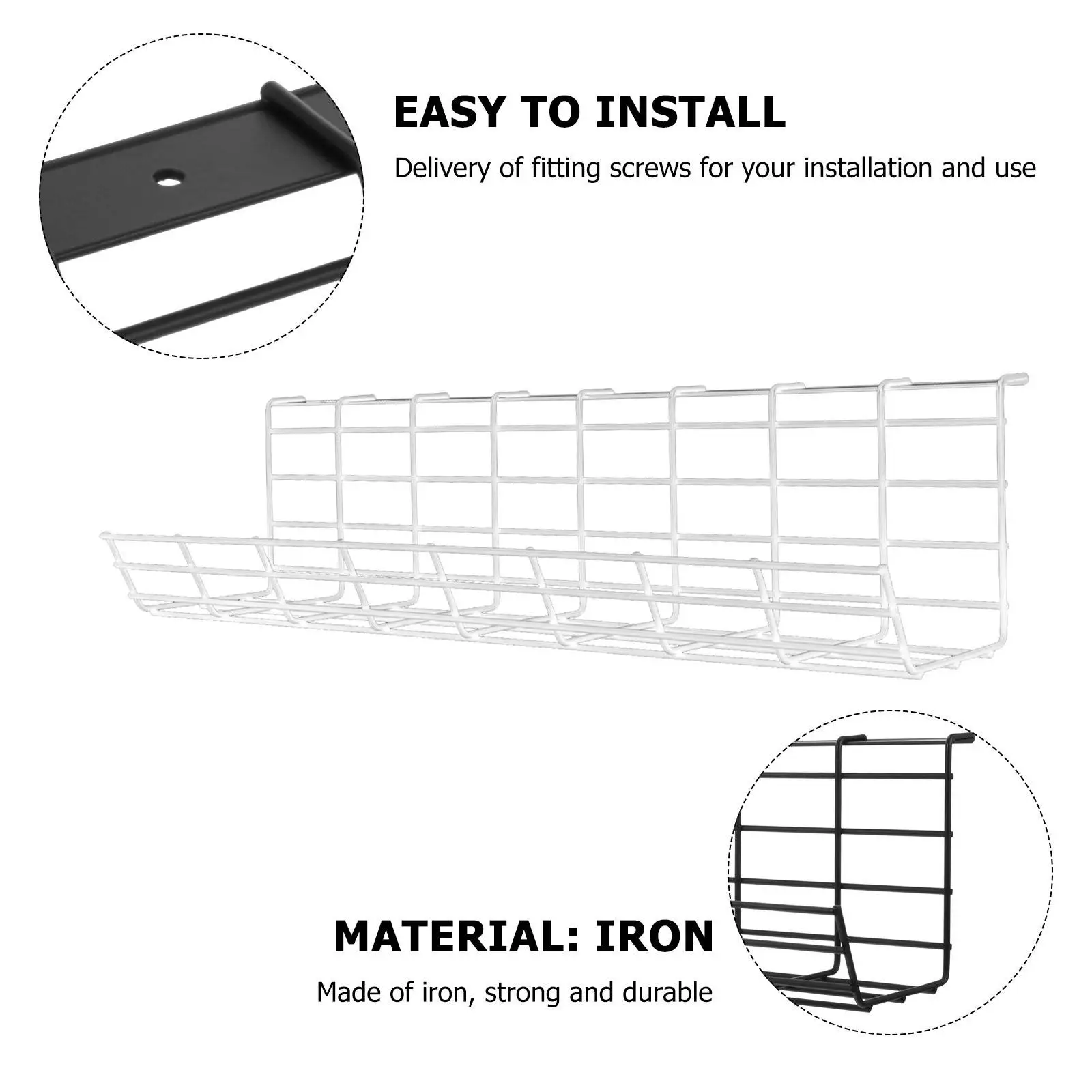 Under Desk Cable Management Tray with Screws Rack Cable Tray Basket for Home Kitchens Wire Management