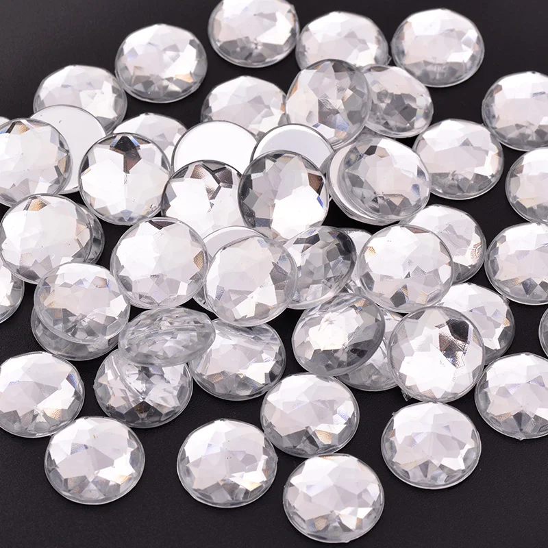 JUNAO 6 8 10 12 14 16 18 20 25 30mm Large Crystal AB Rhinestone Flatback Round Acrylic Strass Non Sew Crystal Stone for Crafts