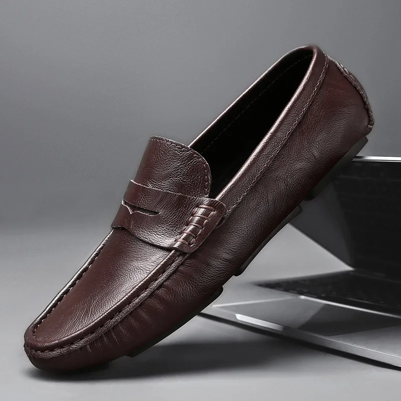 Black Penny Loafers Shoes Men Driving Shoes Fashion Comfy Slip-on Men's Flats Moccasins Male Footwear Leather Men Casual Shoes