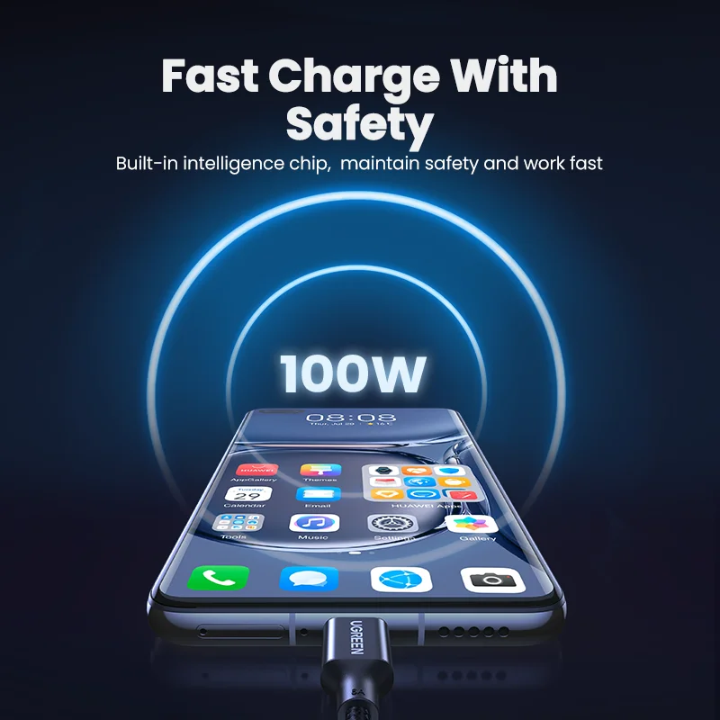 UGREEN 100W/88W USB Type C Cable 6A Supercharge For Huawei Mate 60 P60 Honor Xiaomi USB C Fast Charging Data Cable Type-C USB 5A