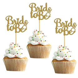 10pcs Glitter Gold Silver Team Bride To Be Diamond Cake Topper Hen Bachelorette Party Cupcake Bridal Shower Wedding Cake Decor,Q