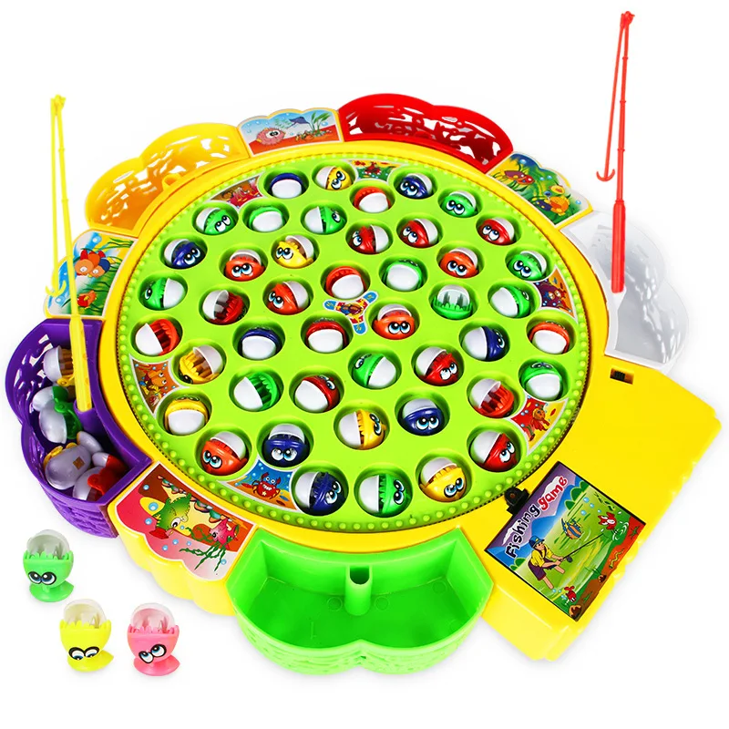 Kids Battery Operated Fishing Toy Musical Rotating Fishing Game Toys Children Educational Toys Parent-child Interactive Games