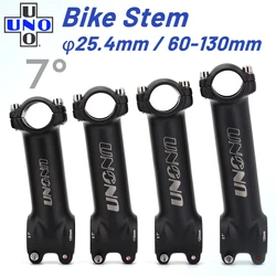 UNO Bicycle Stem 25.4mm 3D Forged Aluminum Alloy XC AM Road Bike MTB Mountain Bike Stem 7 Degree Cycling Stem Part 60-130mm