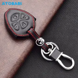 ATOBABI Leather Car Key Cases For Toyota Camry Yaris Prado Corolla 2 3 4 Buttons Keychain Holder Remote Control Protector Cover