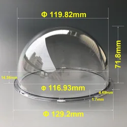 5 Inch Acrylic Plexi Glass Dome Cover Transparent Clear CCTV Camera Housing Monitoring Shell Pet Porthole Window Round Skylight