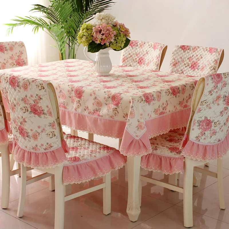 

Luxury fashion Pastoral Table Cloth with Lace Cotton European style Rectangular 3 styles Dinning Tablecloths Chair Covers