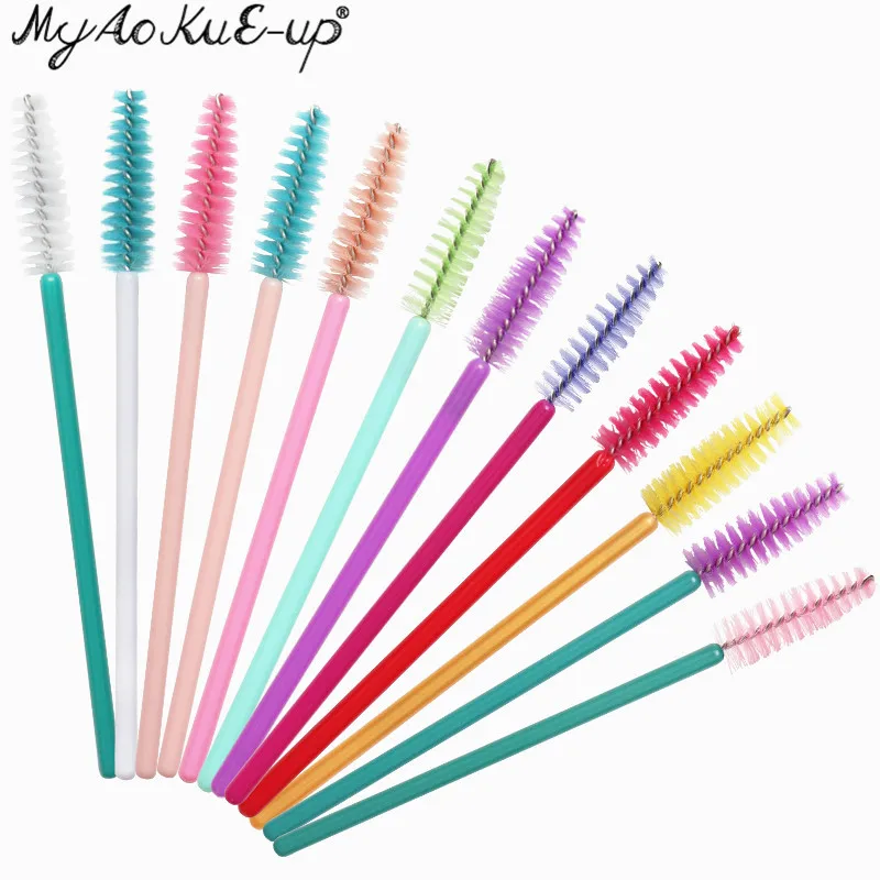50 stücke Wimpern Pinsel Augenbraue Microbrush Für Mascara Zauberstab Weichen Kopf Wimpern Kosmetik Applikator Lash Verlängerung Make-Up Pinsel – Detail 2
