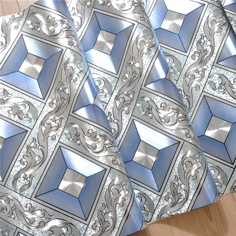 WELLYU High-end luxury ceiling wallpaper gold foil silver diamond lattice wallpaper KTV living room bar aisle roof wall paper