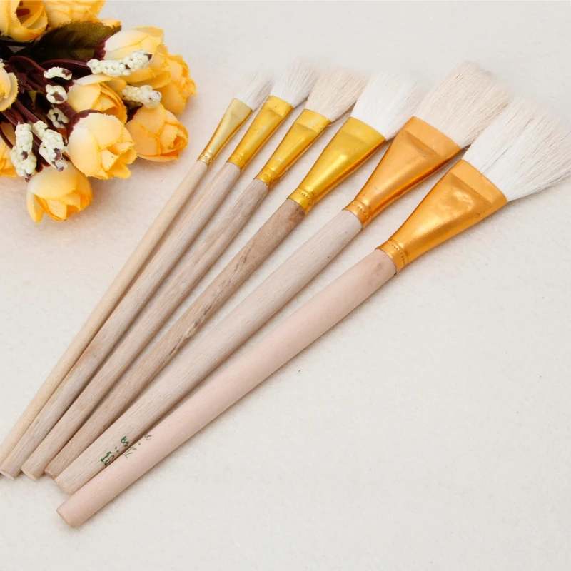 6Pcs Artist Paint Brushes Set Wool Hair Watercolor Acrylic Oil Painting Brush