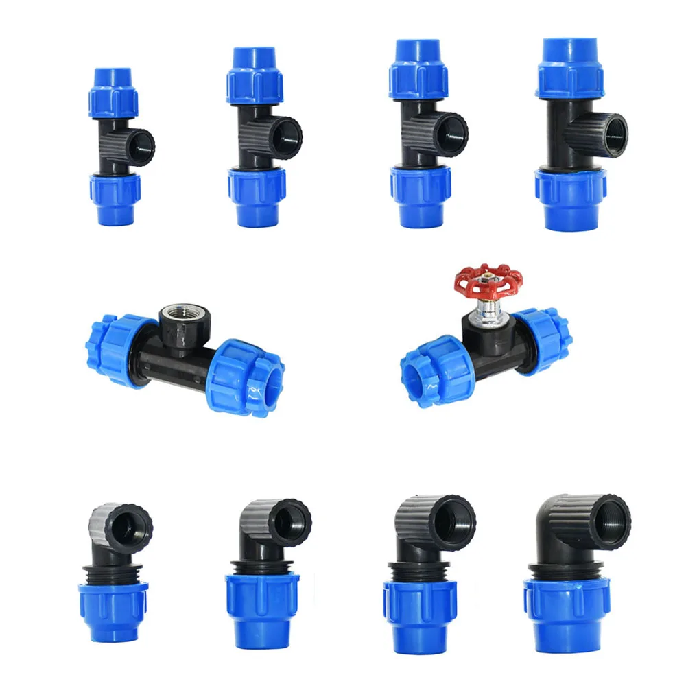 

1/2" 3/4" 1" to 20mm 25mm 32mm PE Pipe Locked Tee Water Splitter Farmland Irrigation PE Pipe Quick Connection