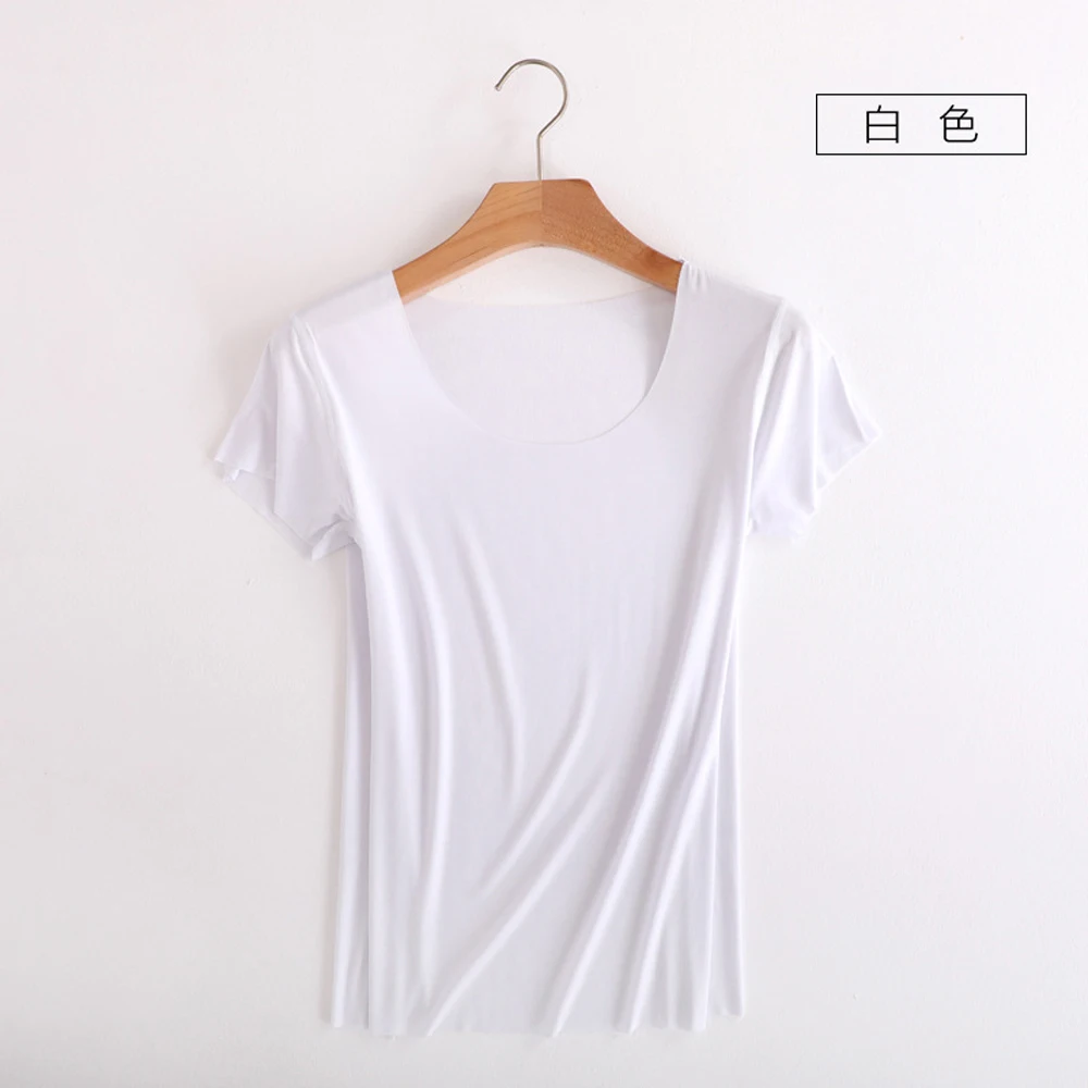 YMING Women's Summer T-shirt Seamless Comfortable T-shirt Women Short Sleeve Thin Shirt Bottoming Shirt Solid Color Casual Top