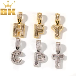 THE BLING KING Single Small Baguettecz Letter Pendant Necklace English Initial Letters Fashion Iced Out Cubic Zirconia Jewelry