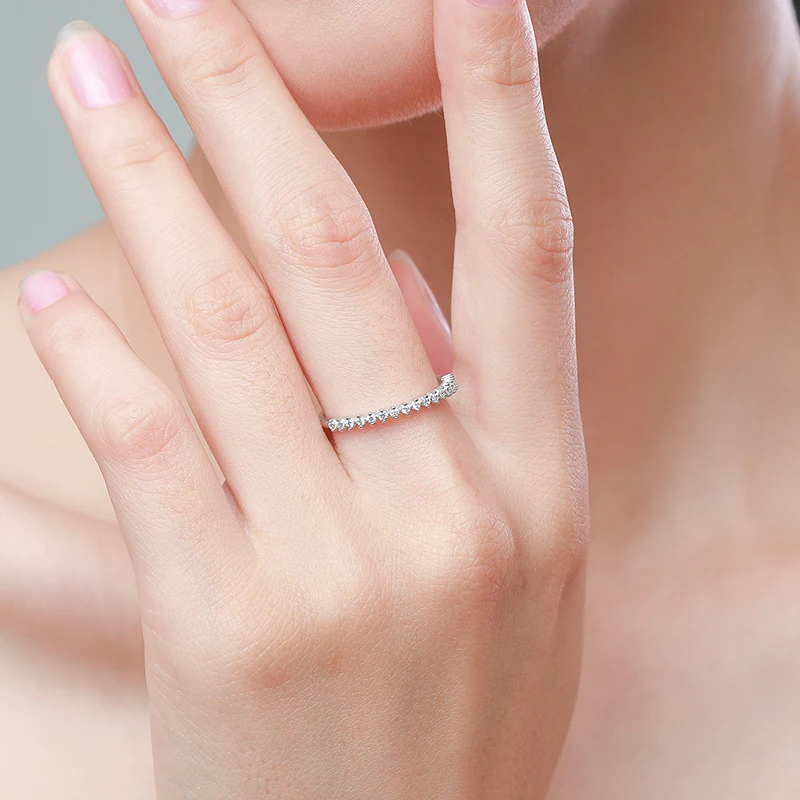 Ailmay 2021 Real 925 Sterling Silver Simple Dazzling CZ Charm Stackable Finger Rings For Women Girls Wedding Engagement Jewelry