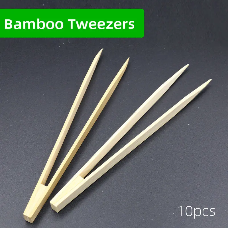 

10pcs Pointy Tip Bamboo Straight Tweezer Tea Tong Handy Tool Tea Tweezer Bacon Tea Clip Tongs Kitchen Salad Food Toast