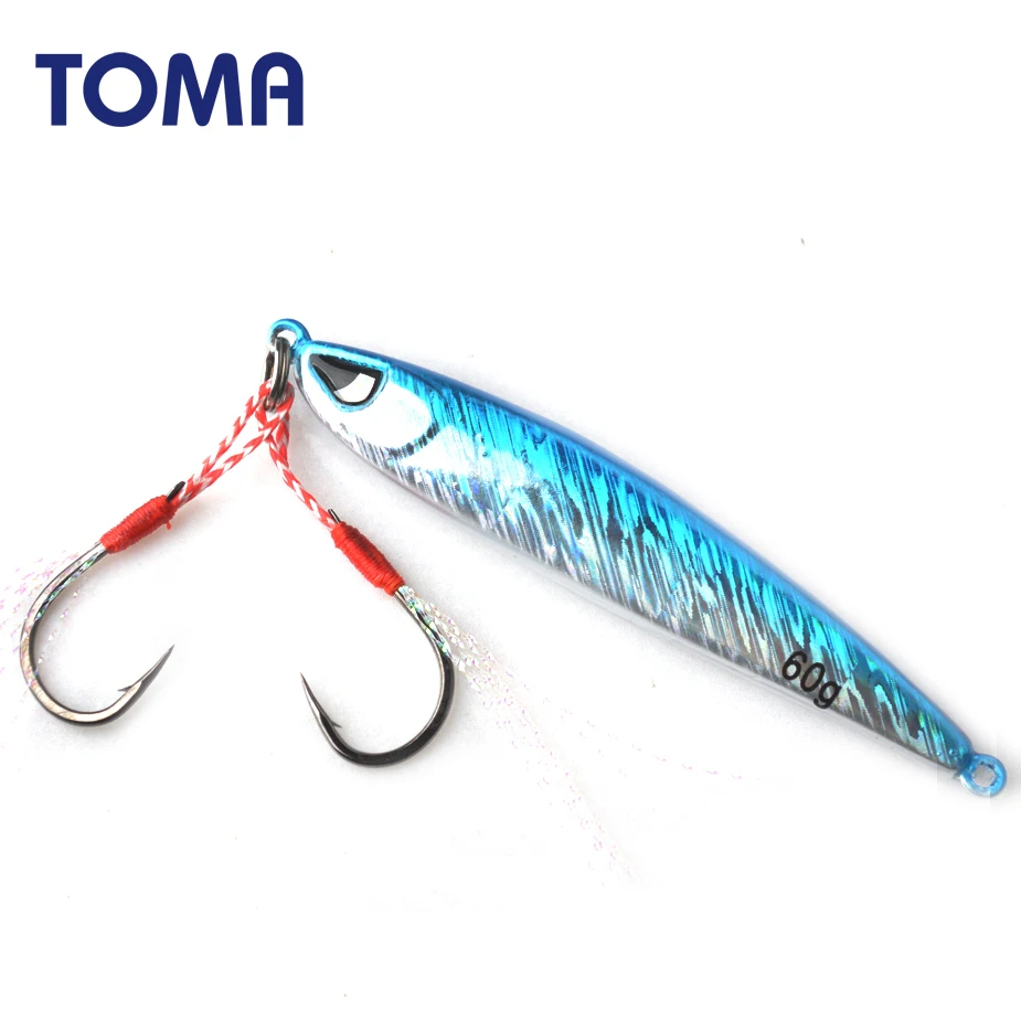 Señuelo de pesca con plantilla de Metal, 60g, 80g, caída lenta, plantilla de natación completa, cuchara, cebo Artificial duro, pesca en barco de mar de agua salada, Jigging
