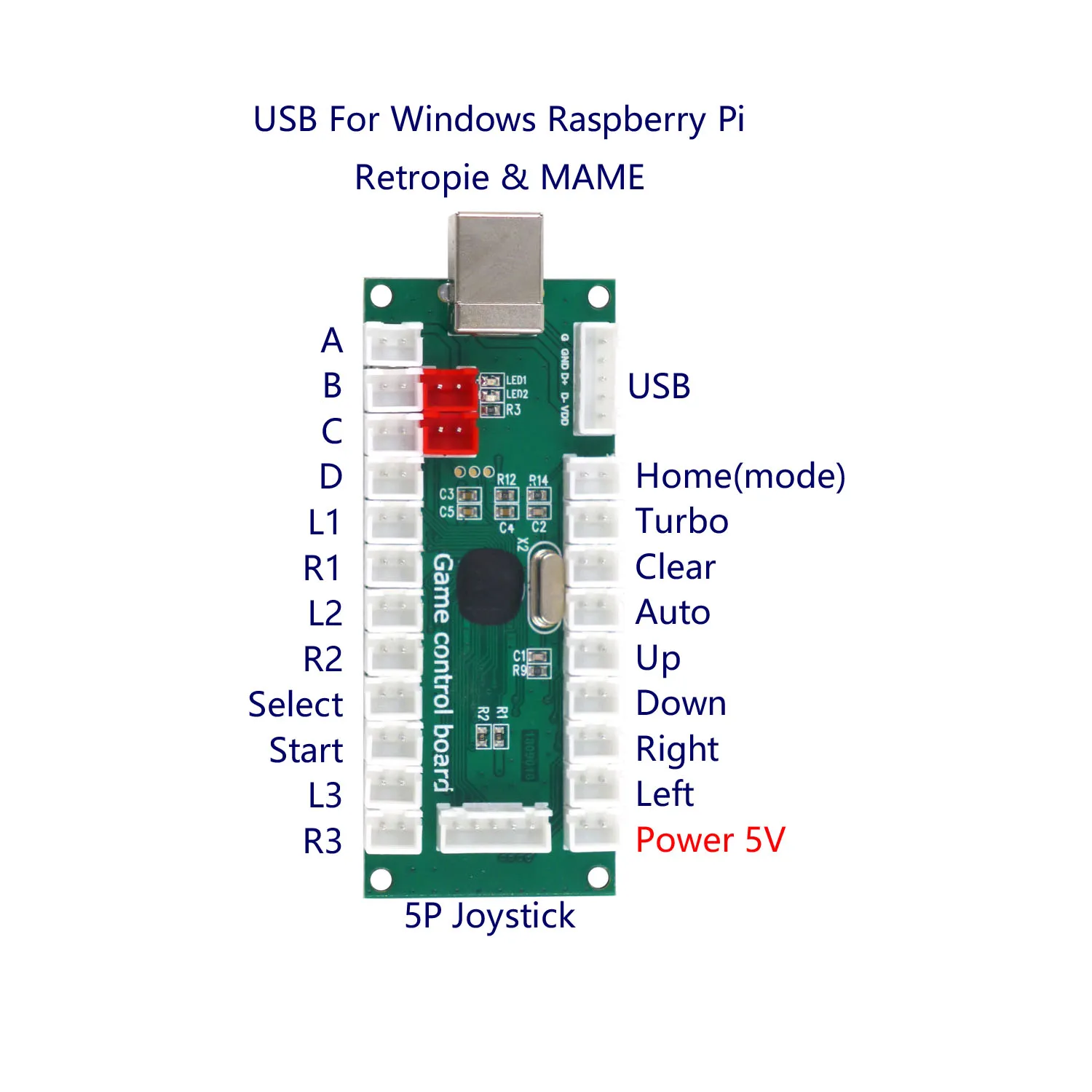 Codificador USB para juegos de Arcade SJ @ JX, controlador de Joystick de botón Arcade sin retardo para Retropie, Raspberry Pi MAME
